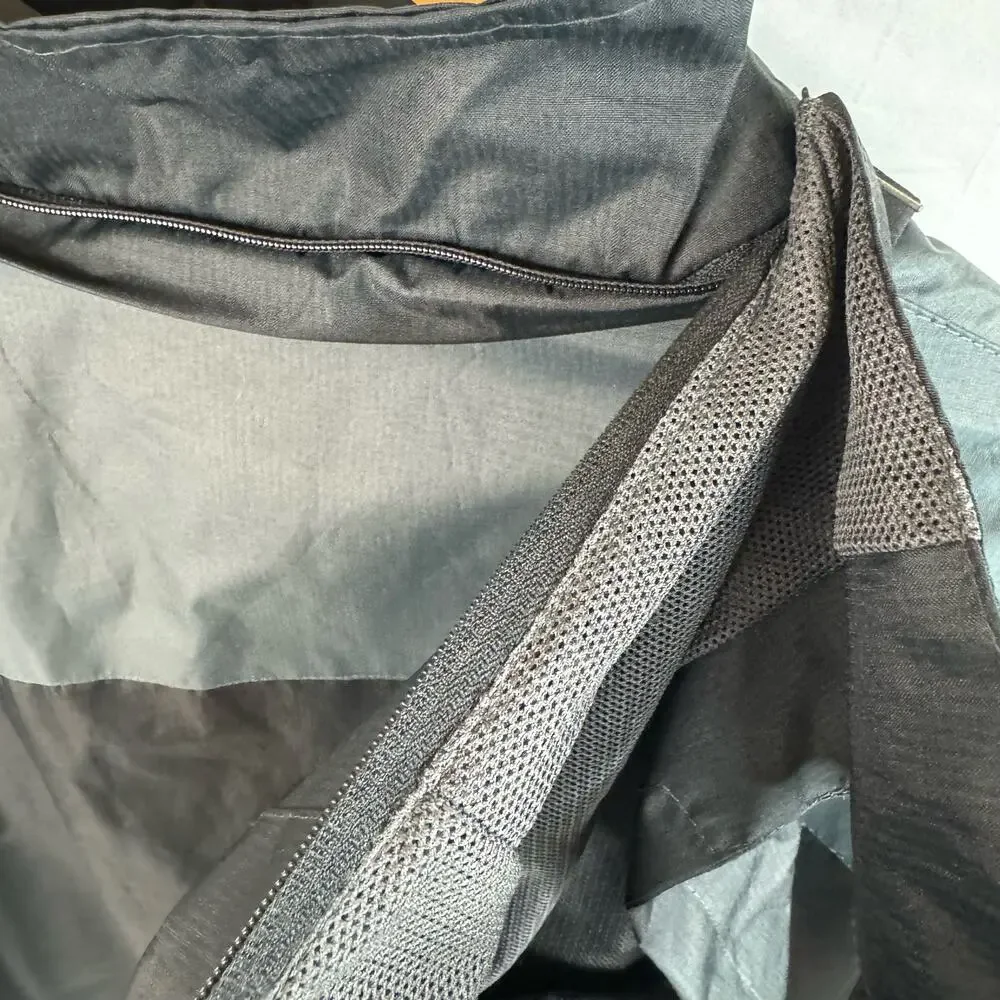 TEZO Mens Windbreaker Rain Jacket Water Resistant Removable Hood Black Gray XL